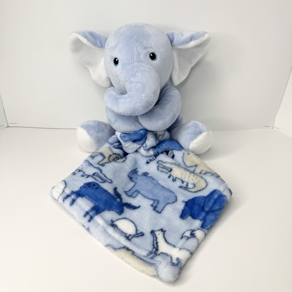 Little Beginnings Blue Elephant Plush Lovey Security Blanket Safari Zoo Animal